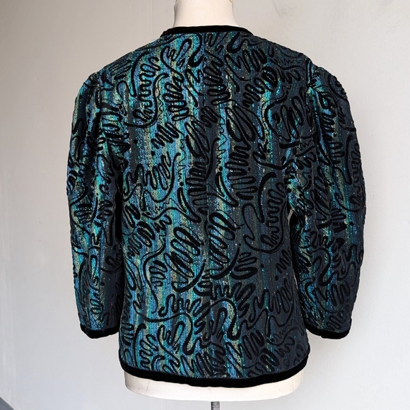 Vintage 80s metallic rainbow puff sleeve jacket - Picture 6 of 6